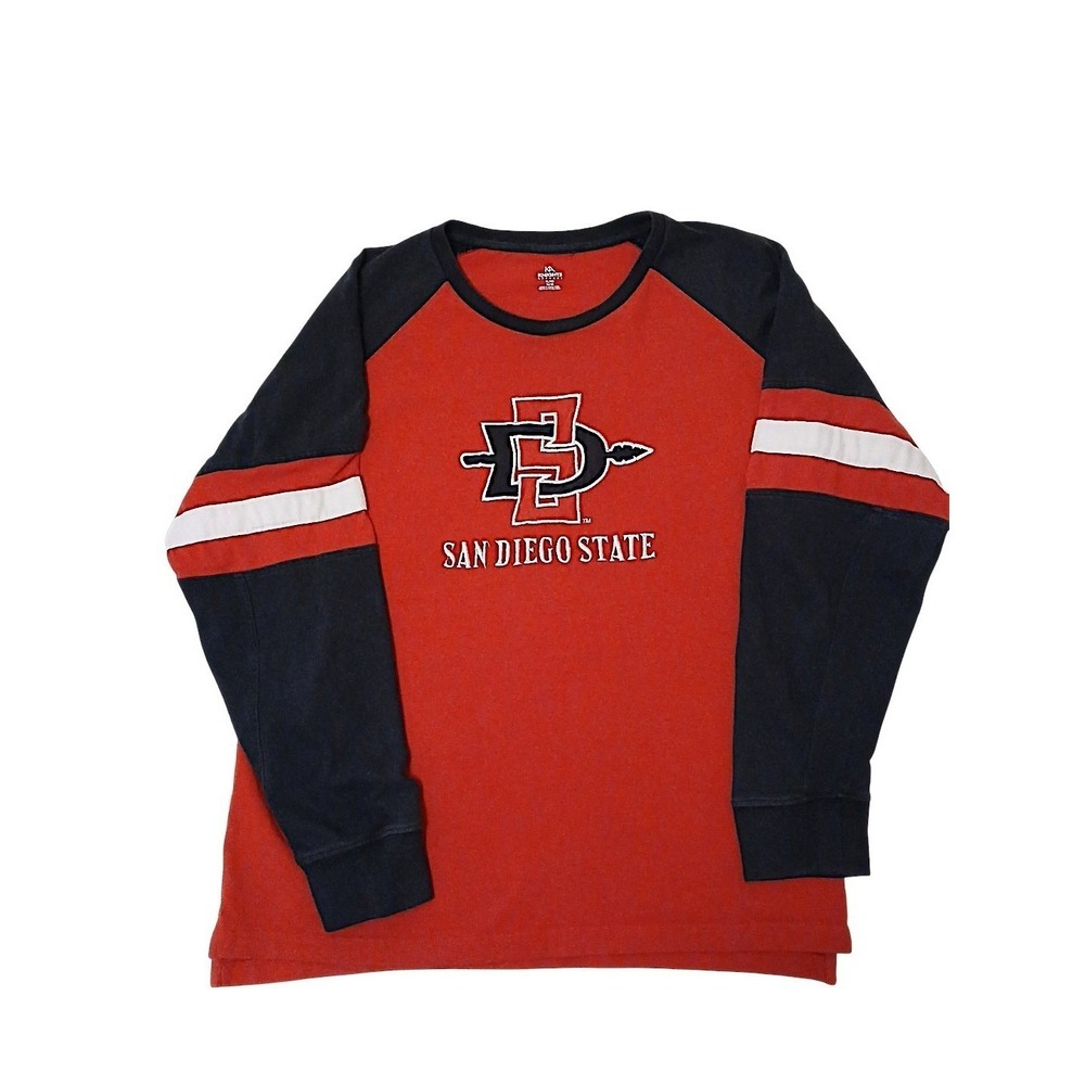 San Diego State Jersey Long Sleeve Shirt Mens Size XL Red Colorblock Embroidered